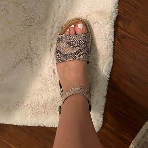 Snakeskin flat wedges